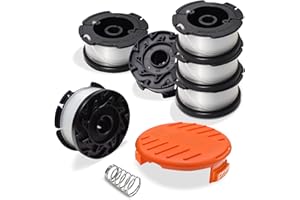 RISELION Trimmer Spool Compatible with Black + Decker Autofeed System Replacement Durable AF-100 String Trimmer Edger, 30ft 0.065 inch Line String Trimmer (6 Trimmer Spool+1 Trimmer Cap +1 Spring)