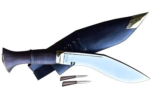 thumbnail image 2 of GK&CO. Kukri House Authentic Knife-12 Blade World War II 'The Survival Alive' Kukri/Khukuri Full Tang With Black Leather Sheath-Handmade In Nepal -Warehoused & Ship From USA 2 of 14