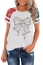 Ovazly Christmas Shirt for Women Raglan Sleeve