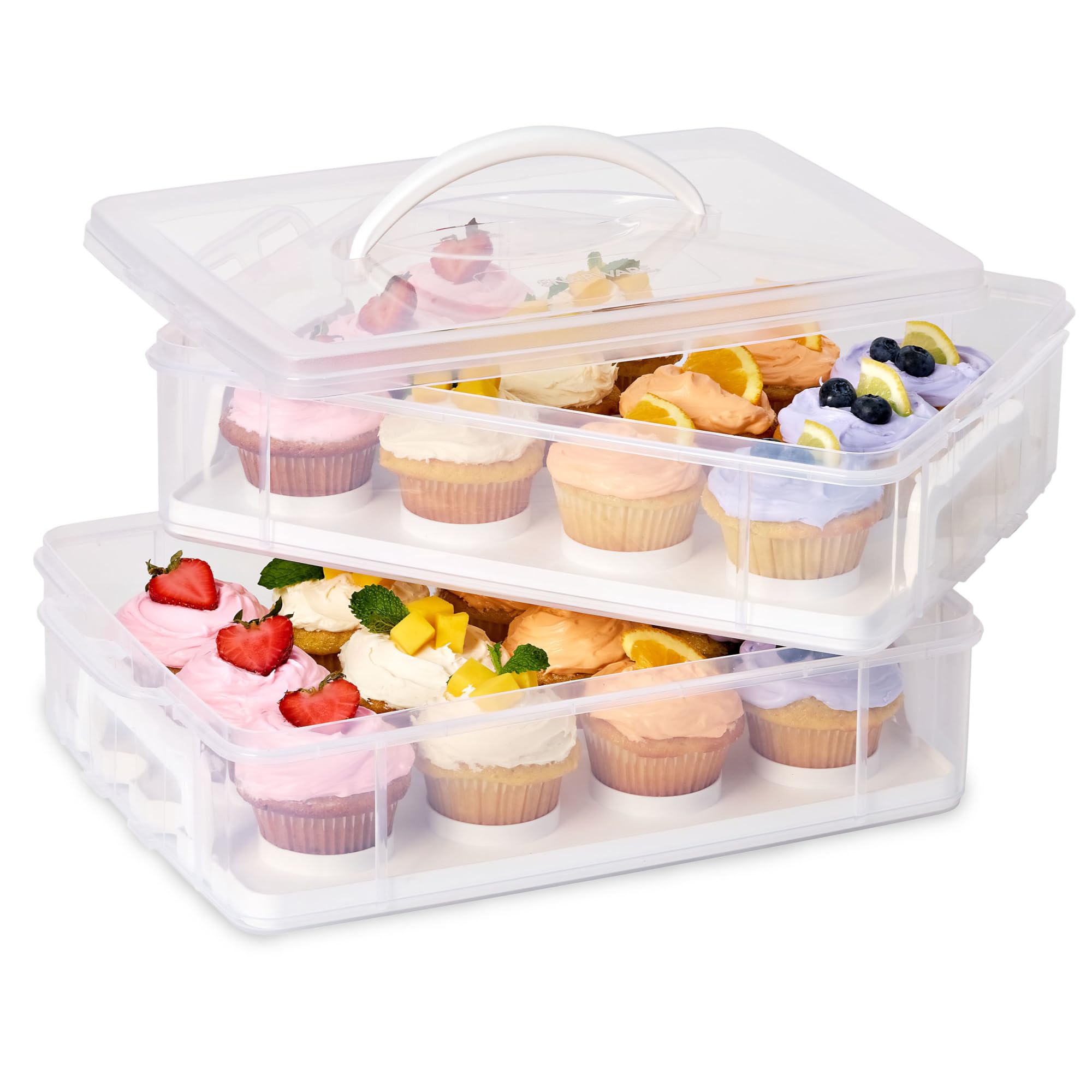 Photo 1 of ****ONLY MISSING LID HANDLE ***Snapware (2-Layer, 24 Cupcakes Plastic Detachable Cupcake Carrier Storage Container With Lid and Handle, Freezer Dishwasher Microwave Safe