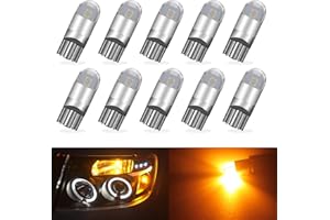 UNXMRFF 194 LED Bulbs Amber/Yellow, T10 W5W 2825 168 LED Bulbs 3030 Chips 2-SMD 194 Bulb Replacement for 12V License Plate Light, Dome Map Light, Side Marker Light, Courtesy Light Bulbs, Pack of 10