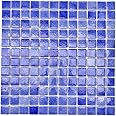 Tenedos Square 1x1 Blue Recycled Glass Mosaic Floor Wall Pool Tile Backsplash (Exact Size 7/8 Inch) for Kitchen Swimming Pool Tile, Bathroom, Accent Decor (1 Sheet, Royal Blue)