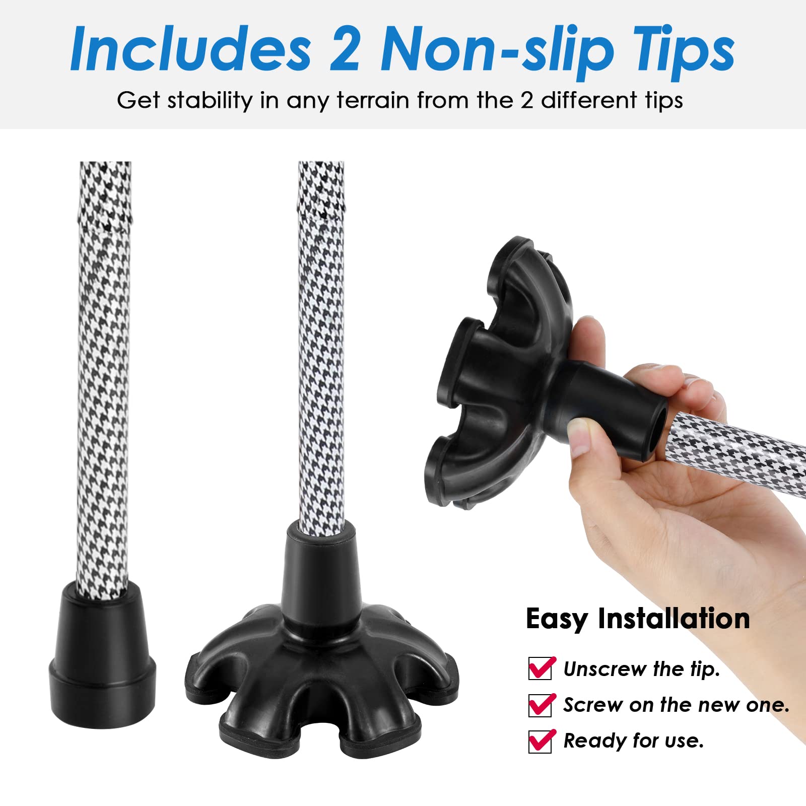 Walking Cane PANZHENG Cane for Man/Woman | Mobility & Daily Living Aids | 5-Level Height Adjustable Walking Stick | Comfortable Plastic T-Handle Portable Walking Stick Folding Cane