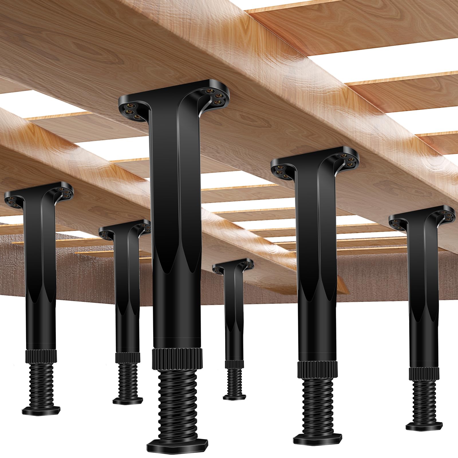 6 PCS Adjustable Height Bed Frame Support Legs