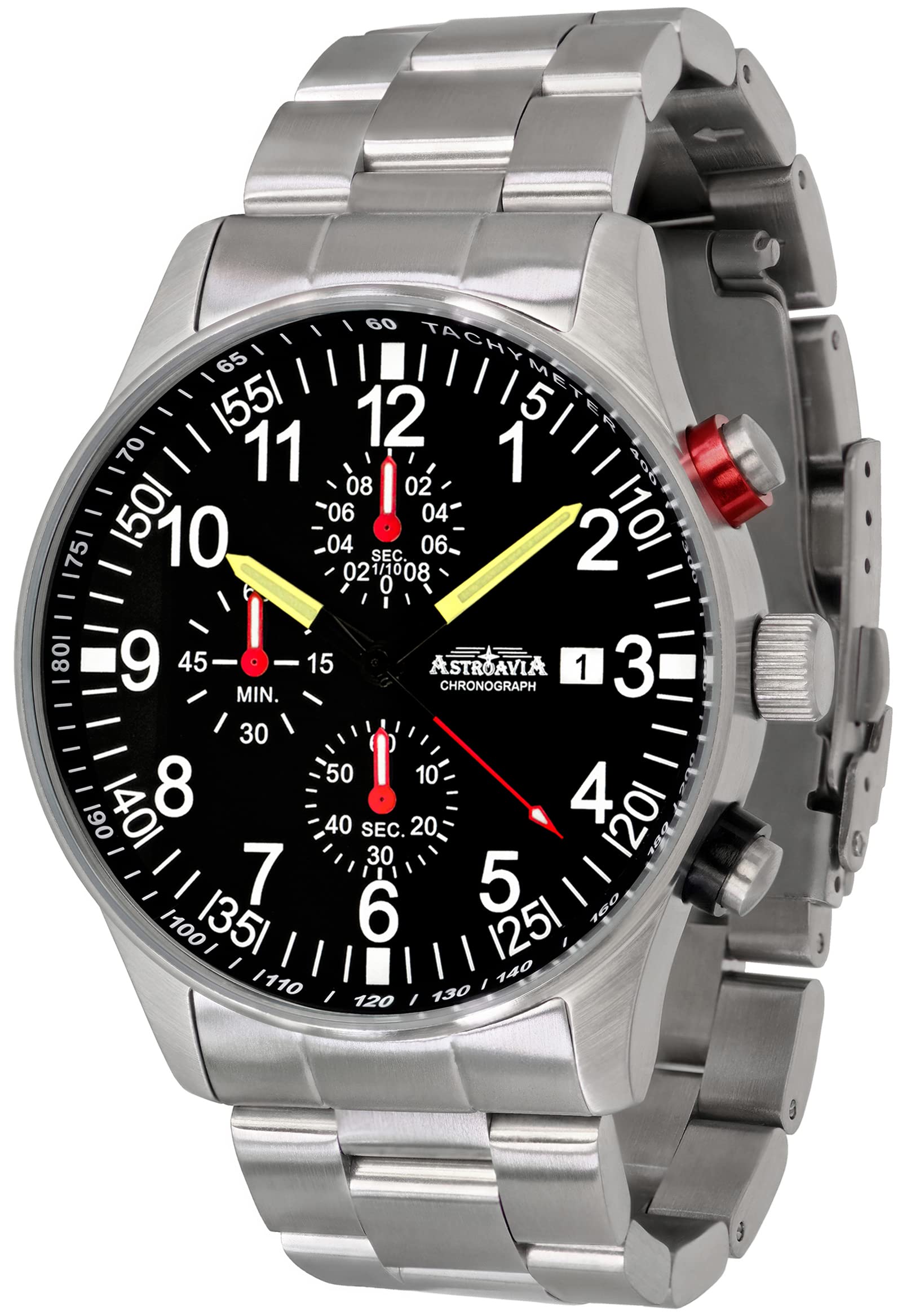 ASTROAVIA N31S Men's Watch Chronograph Quartz Stainless Steel Bracelet Solid