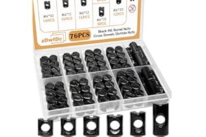zDwfDc 76PCS M6 Barrel Nuts M6 x 10mm/11mm/12mm/13mm/15mm/20mm Black Metric Cross Dowels Slotted Nut Kit DD027-bN