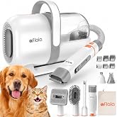 Afloia 6-in-1 Dog Grooming Vacuum Kit, Pet Clipper &amp; Nail Grinder, White | All-in-one grooming covers brushing, clipping, trimming and nail care, 1.5L dust cup, 3 suction levels, low-noise comfort