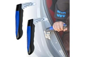 Verynewbee 2PCS Portable Vehicle Support Handle, Car Door Latch Assist Grab Bar, Elderly Automotive Door Assist Handle, Standing Mobility Aid for Car with Glass Breaker（Blue