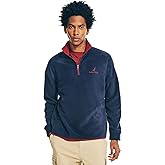 NAUTICA mens Solid 1/4 Zip Fleece Sweatshirt