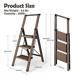 Taranta 3 Step Ladder, Portable Folding Ladder with