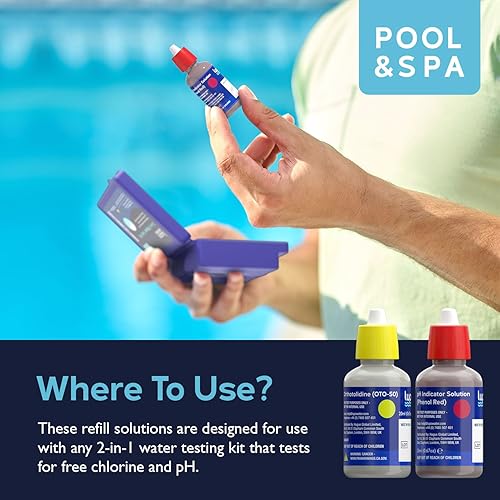 thumbnail image 2 of Lupo 2-in-1 Water Test Kit Refill Solutions For Swimming Pools & Spas | Water Chemical Test Kit For PH And Free Chlorine (Refill Bottles ONLY) In | Whizz Water Test Kits 2 of 13