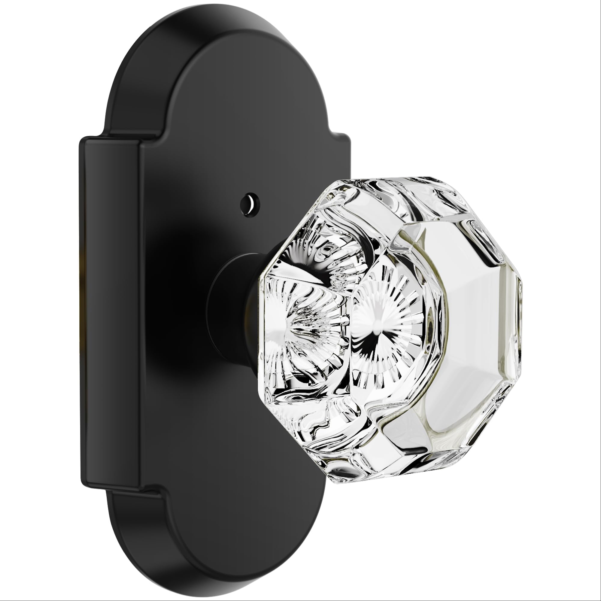 Photo 1 of BonKuDoo Matte Black Crystal Door Knob, Privacy Glass Door Knob, Crystal Door Knobs with Lock for Bedroom Bathroom (1 Pack)