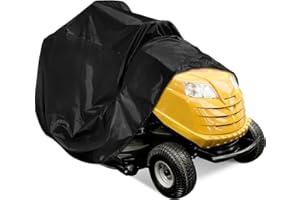 Skyrun Riding Lawn Mower Cover, 420D Windproof Polyester Oxford Fabric, Lawn Mower Covers Waterproof for Outdoor, Garden Lawn Tractor Cover (Black)