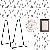 Acrux7 20 Pack Plate Stands for Display 6 Inch Easel Stand, Black Metal Photo Picture Stands, Small Plate Holders Display Stand for Displaying Decorative Plates, Platter, Book, Photo Easel (Black)