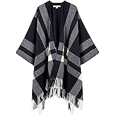 Moss Rose Women's Travel Plaid Shawl Wrap Open Front Poncho Cape for Fall Winter