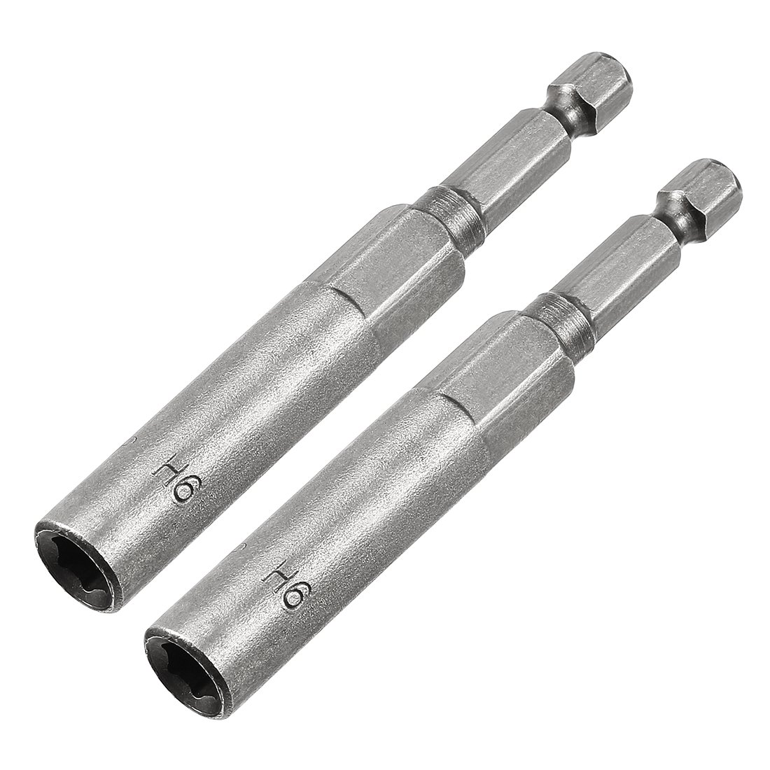 Sourcingmap 2 Pcs 1/4" Quick-Change Hex Shank 6mm Nut Setter Driver Drill Bit, 80mm Length, Metric No-Magnetic