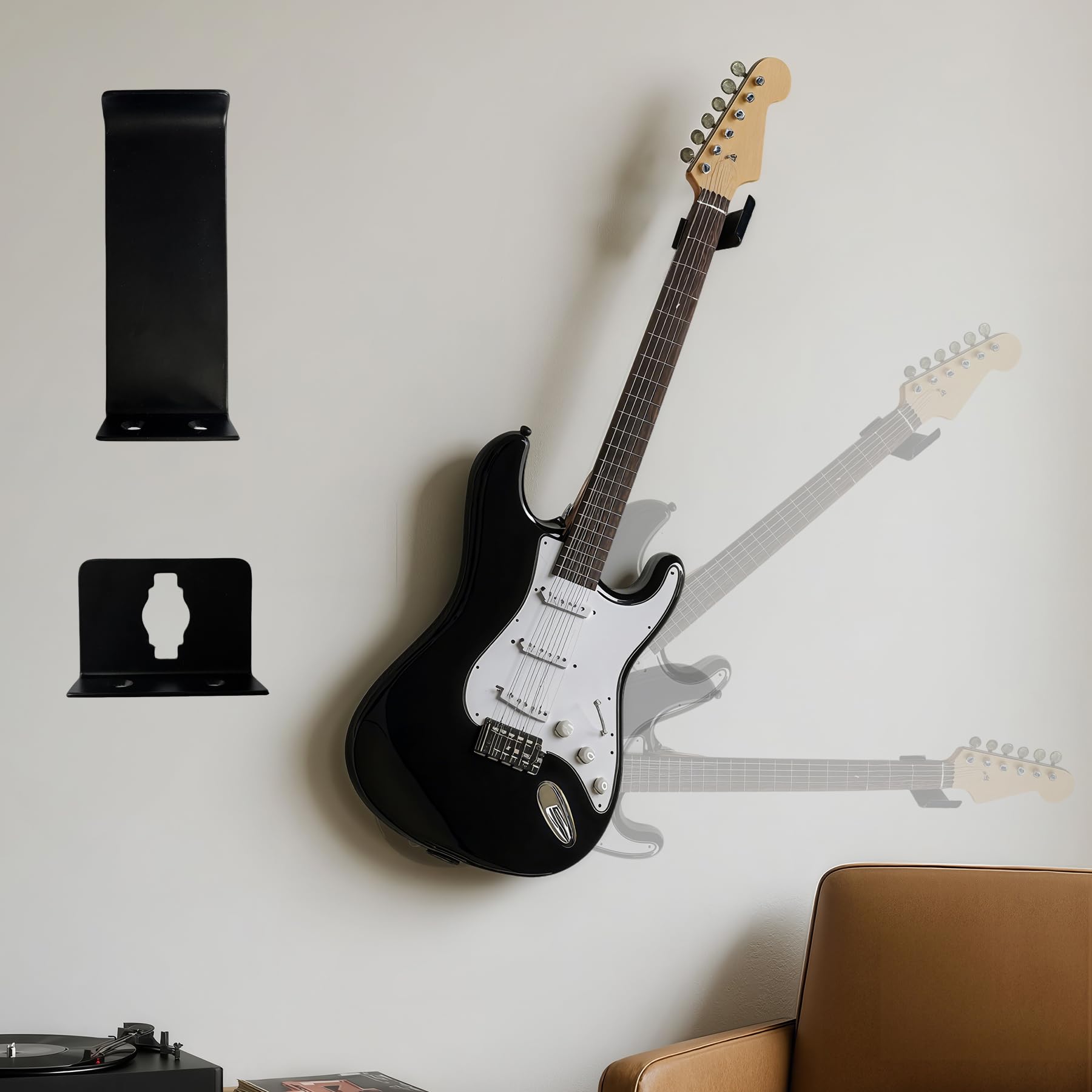 Photo 1 of DAZZLIFE Iron Horizontal Electric Guitar Wall Mount—Heavy-Duty Floating Hanger for Electric Guitars, Industrial Style Display Rack (Electric Guitar)