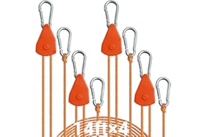 KOKKOYA 14ft Retractable Paracord Rope Tie Down Ratchet Strap Small Straps Mini Rope Cam Lock Tent Canopy Tie Down Adjustable Outdoor Windproof Tightener Tensioner Hanger Grow Light 5/32"
