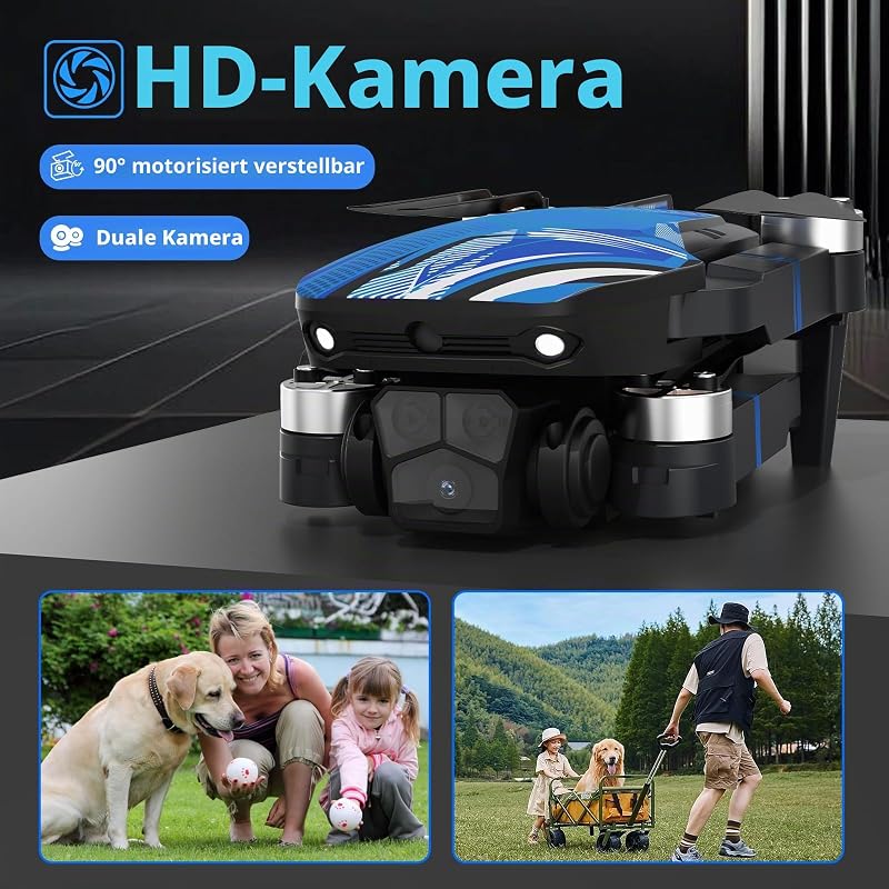 Drohne mit Kamera LCD-Bildschirm Live Video, Drone mit Bürstenlosem Motor, 270°-Hindernisvermeidung, 3D Flips, Zusammenklappbarer RC Mini Quadcopter für Erwachsene Anfänger, Unter 250G, Geschenk