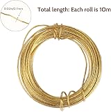 Mozeat Lens Brass Picture Hanging Wire 32.5 Feet 0.7mm Gold Braided view 3