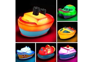 YEONHA TOYS Bath Toys, 6 Packs Light up Boat Floating Rubber Set, Flashing Color Changing Light in Water, Tub Gift for Baby Infant Toddler Child Kid, Bathtub Ship Toy for Bathroom Shower Game Swimming Pool Party