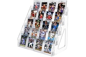 BOTYBOTY Trading Card Display Stand, Greeting Card Display Stand, Cards Stands for Sports Baseball Graded Psa Slab Cards Displays Stands, Bookmark Postcard Sticker Holder Displays Standed Shelf, 5 Tier