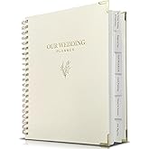 WeddingGiftsWedding Wedding Planner Book and Organizer for Bride - Elegant Linen Cover Wedding Planning Binder with Checklists,Pockets & Calendars,Perfect Engagement Gifts for Couples(Cream)