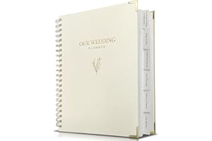 WeddingGiftsWedding Wedding Planner Book and Organizer for Bride - Elegant Linen Cover Wedding Planning Binder with Checklists,Pockets & Calendars,Perfect Engagement Gifts for Couples(Cream)