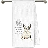 MKIJUHB Funny French Bulldog Kitchen Dish Towels, Frenchie Gifts for Women, Gifts for French Bulldog Lovers Decorative Hand Tea Towels for Bathroom, 16x24 Inch