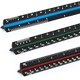 Unjoo Architectural Scale Ruler, 12&lsquo;&rsquo;Aluminum Alloy Drawing Scale,Black | Laser-Etched Aluminum Architect Triangular Ruler for Architects, Students, Draftsman, 1Pack