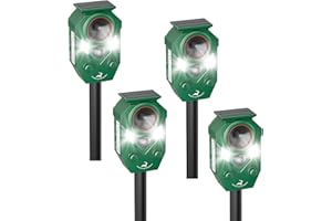 X-OCTENOL 4 Pack Ultrasonic Deer Repellent Devices Outdoor, Cat Repellent Outdoor for Yard, Garden, and Plants Solar Animal Repeller Device Effective Repel Cat, Dog, Squirrel, Deer, Raccoon, Rabbit, and Skunk