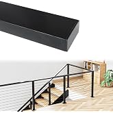 Muzata 4ft Black Stainless Steel Cable Railing Handrail HT10 BP4 | Top Rail for Deck &amp; Stairs, Extension Connector Included, Length Adjustable, Easy DIY Installation with Paper User Guide