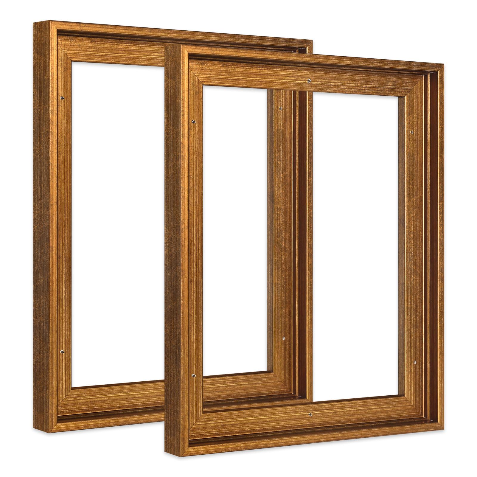 Photo 1 of FOLKOR Canvas Floater Frame for 11x14 Oil Paintings, 2 Pack Vintage Gold Canvas Floating Frame with 0.9 Inch Deep for Art Prints Artwork Landscape Portrait Living Room Wall Decor (Gold)