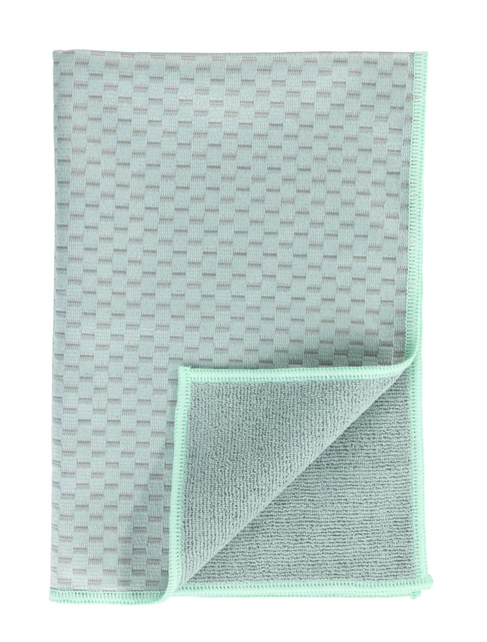 WENKO Miko dish towels, set of 2 microfibre dish towels for streak-free drying and polishing, absorbent and quick-drying, material made of 80% polyester, 20% polyamide, 40 x 60 cm, grey/green