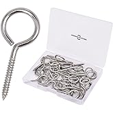 SHONAN 1.57" Stainless Steel Eye Screws for Wood, 30 Pcs Screw Eye Hooks, Indoor & Outdoor Use, 17 Lbs Capacity