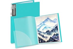 Dunwell 11x14 Art Portfolio Folder (Aqua), Presentation Binder with 24 Pockets, Large 11 x 14 Portfolio Binder, Acid-Free Pol