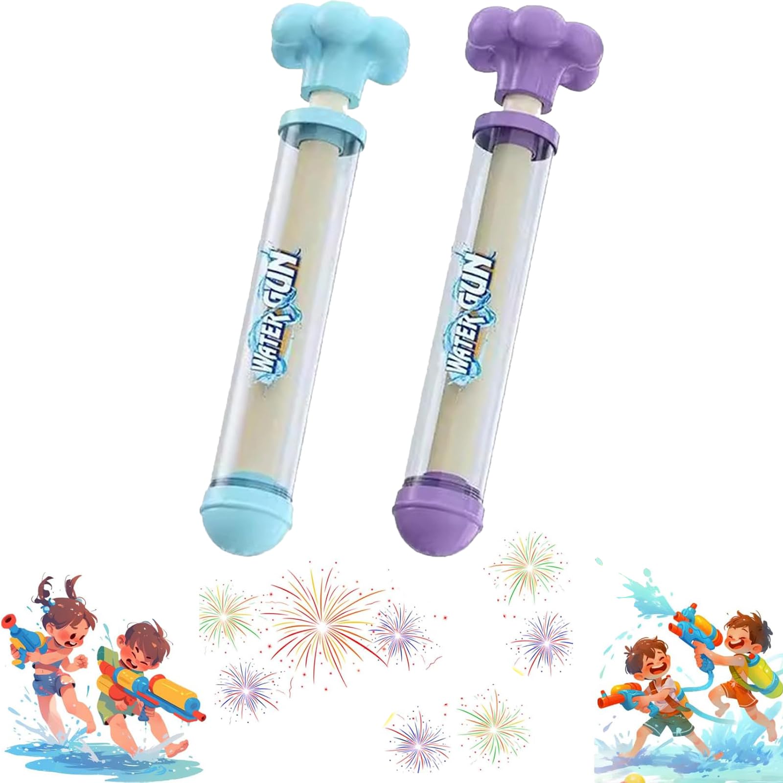 Photo 1 of Firework Water Gun, Romantic Fireworks Style Water Spray Toy for Couples, High Pressure Pull-Out Sprinkler Spray Toys for Bathing (Purple and Blue)