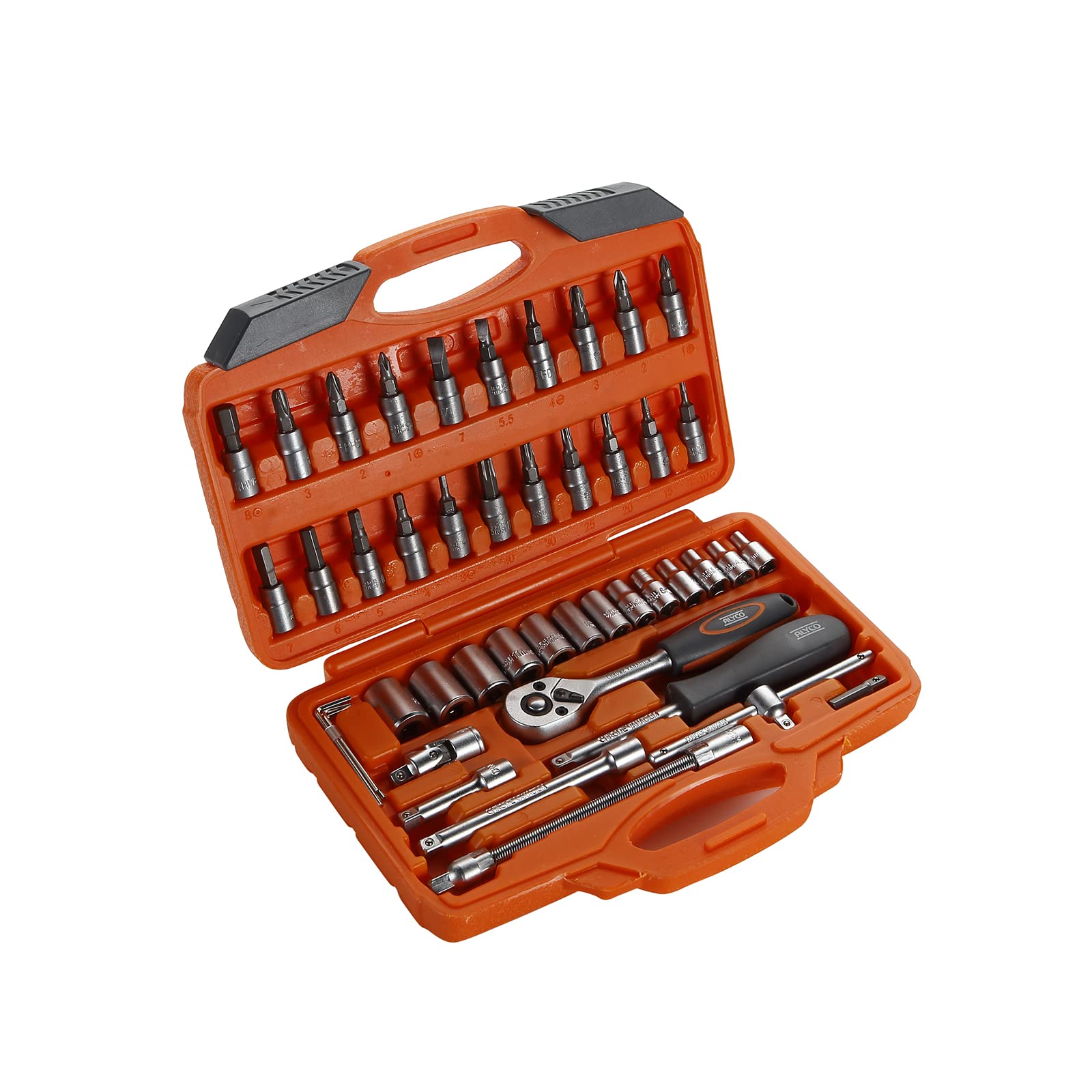 HR 192394-1/4 High Resistance 46-Piece Socket Wrench Set in Plastic Case