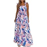 AlvaQ Women's 2025 Summer Sleeveless Floral Print Maxi Dress Strap Square Neck Beach Sun Dress