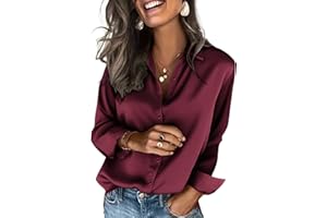 Zeagoo Satin Blouses for Women Silk Button Down Shirts Long Sleeve Business Casual Tops