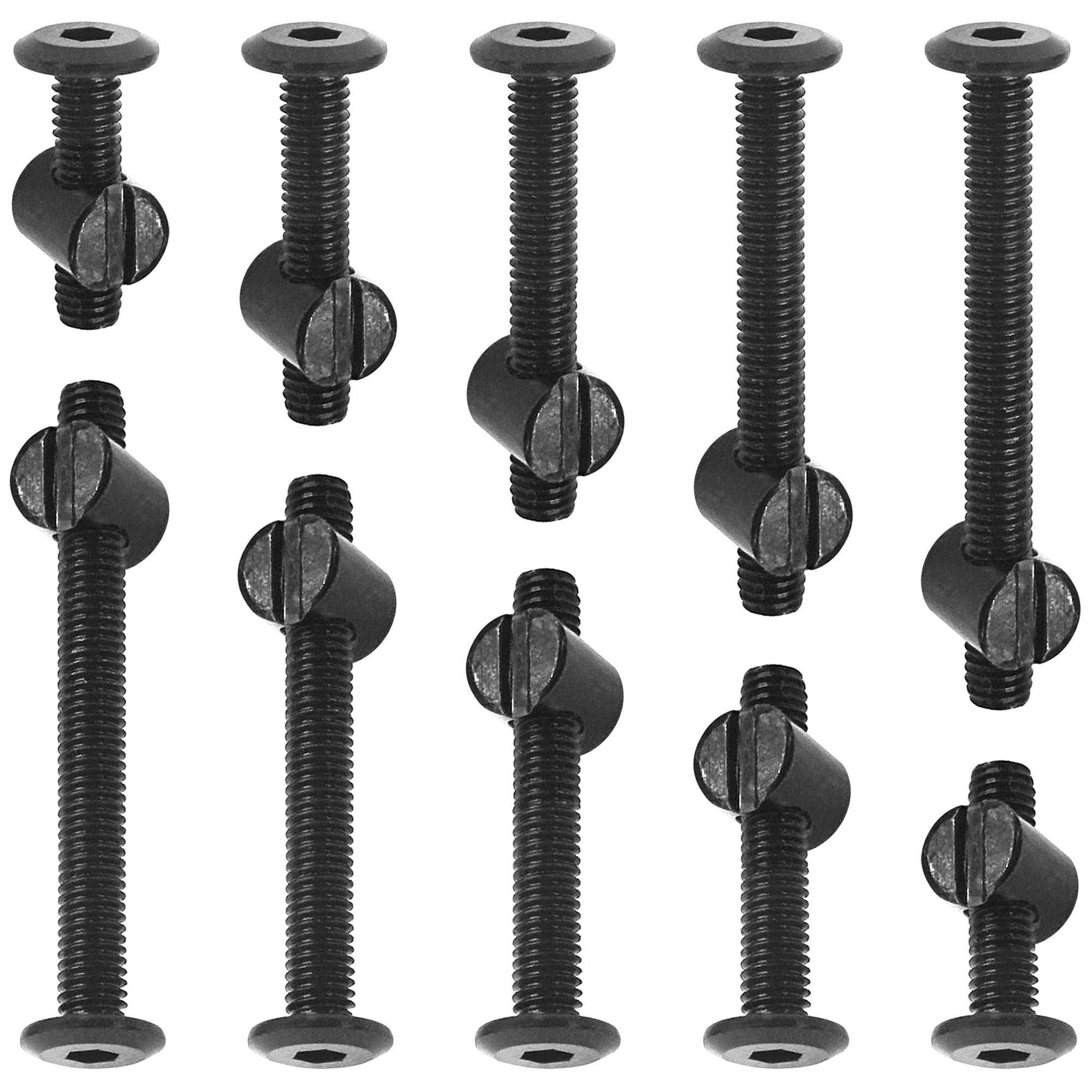 60 PCS Black M6 Bolts and Nuts Kit,Hex Head Screws and Nuts for Furniture