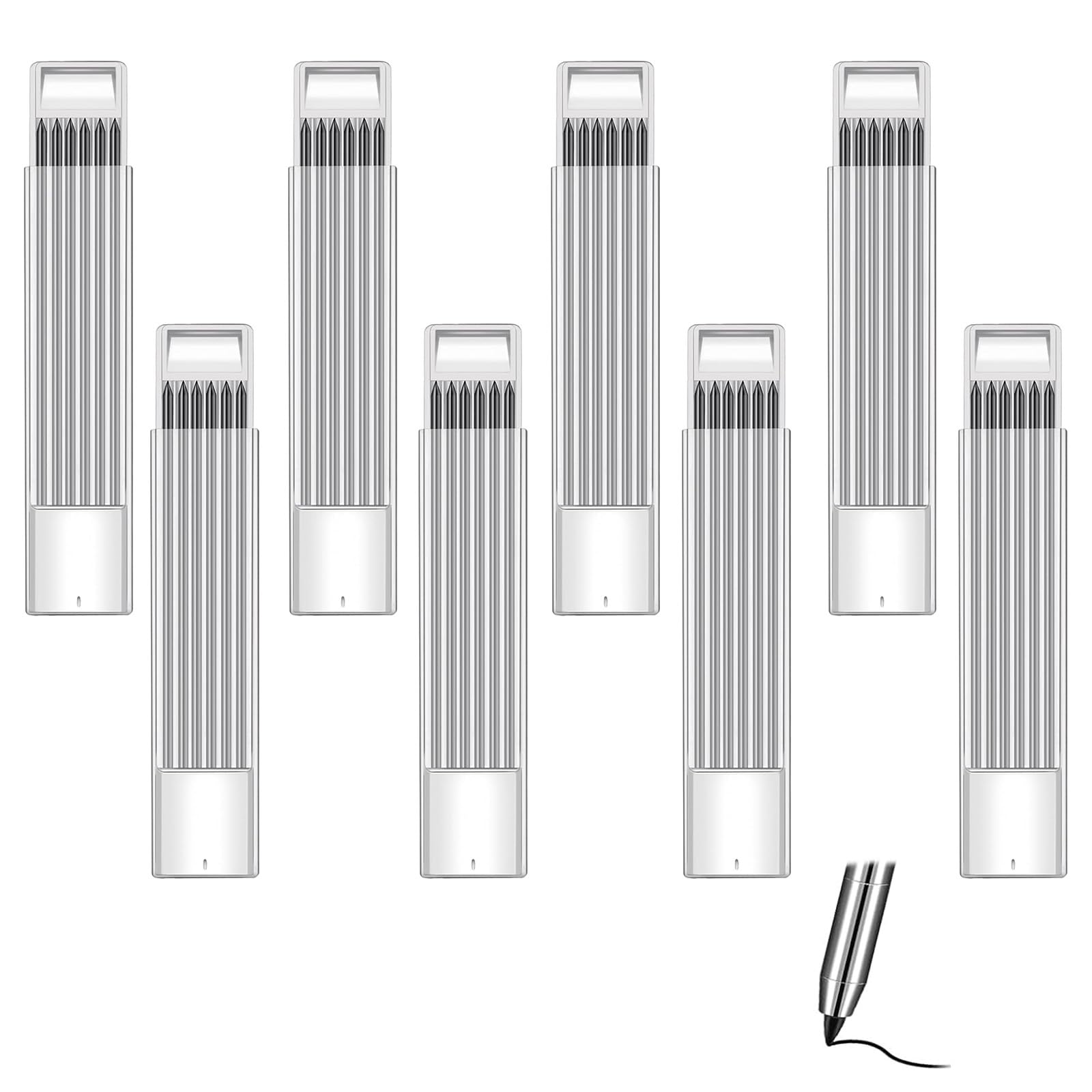SVUPUE 48 Pcs Pencil Refills, 2.8 mm Solid Carpenter Pencils, Carpenter Pencil Leads for Scriber Marking Architect Drawing, Black