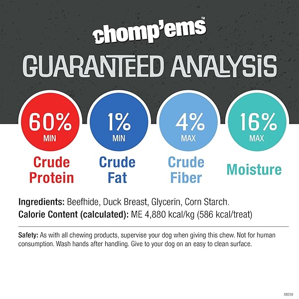 CHOMP’EMS PREMIUM BEEFHIDE CHEW FOR DOGS, 1 CHEW