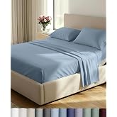 California Design Den Luxury 800 Thread Count Split King Bed Sheets, 5 Pcs | 100% Cotton Sateen, Good Housekeeping Seal, Split King Sheets Sets for Adj. Bed with 2 Sep. Twin-XL Mattresses - Dusty Blue