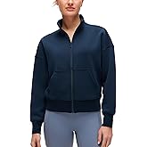 CRZ YOGA SoftAura Full Zip Sweatshirt for Women - Workout Casual Zipper Funnel Neck Sweat Shirts Jackets with Pockets