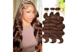 ALLRUN 18 20 22 Inch Brown Human Hair Bundles Body Wave 3 Pcs - 100% Unprocessed Brazilian Virgin Hair Extensions Chocolate Brown Bundles Human Hair 4# Color (12A)