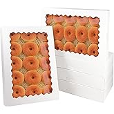 qiqee Auto-pop Up 14x10x2.5 Inch White Cookie Box with Window 15Pcs Pastry Macaron Bakery Box For Packaging