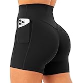 Unthewe High Waisted Biker Shorts for Women with Pockets - 4.5" No Front Seam Workout Gym Spandex Shorts