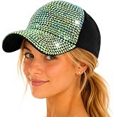 Rhinestone Baseball Cap Adjustable Bling Trucker Hat for Outdoor,Unisex | Dazzling Crystal Rhinestone Sun Cap Breathable Polyester Resin for Music Festival Brunch Bachelorette Party Daily Wear