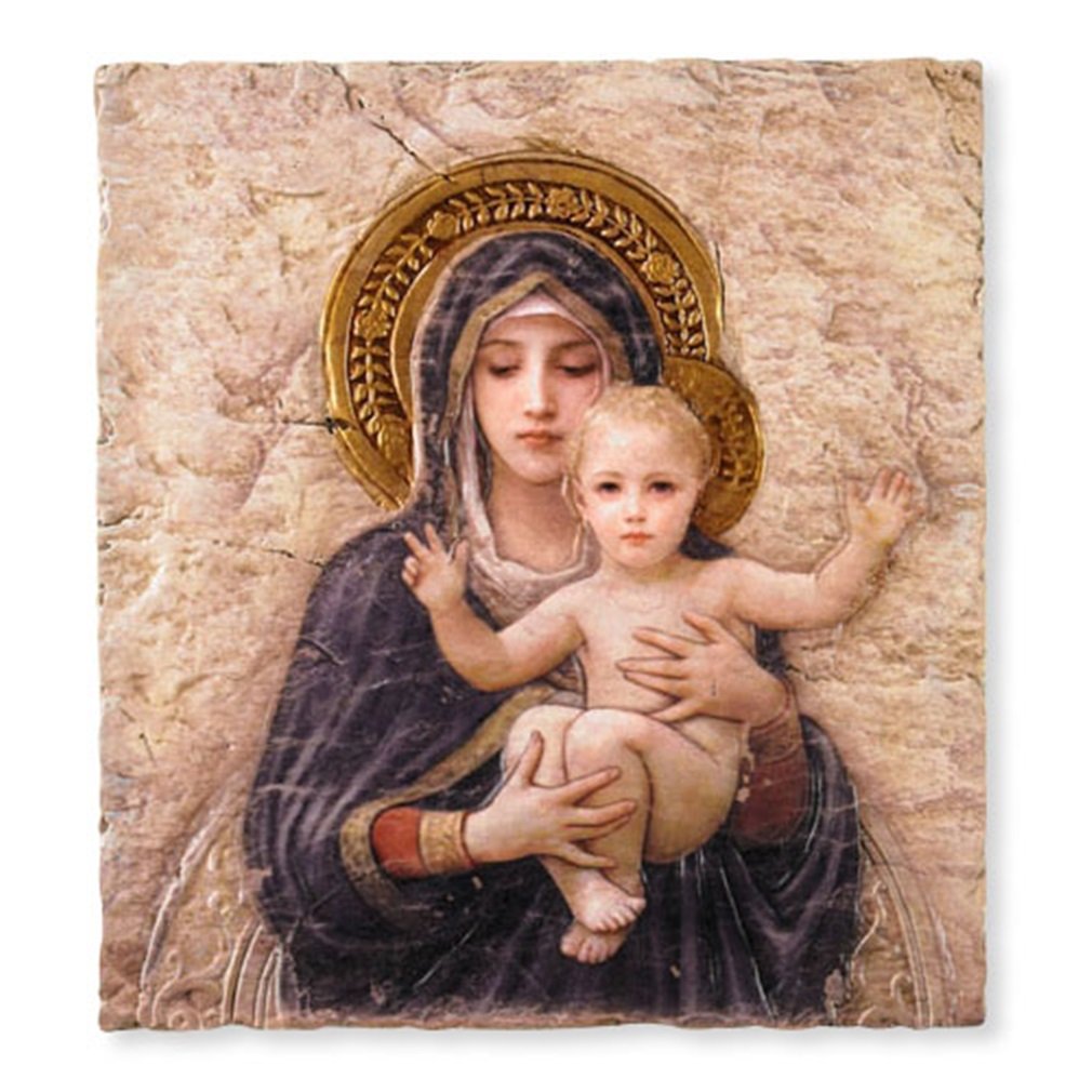 Sacred Traditions Madonna with Child Christ Icon 10 Inch Painted Resin Wall Plaque